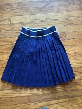 Willow & Wind Navy Pleated Skirt Contrast Waistband Preppy Size S Classical
